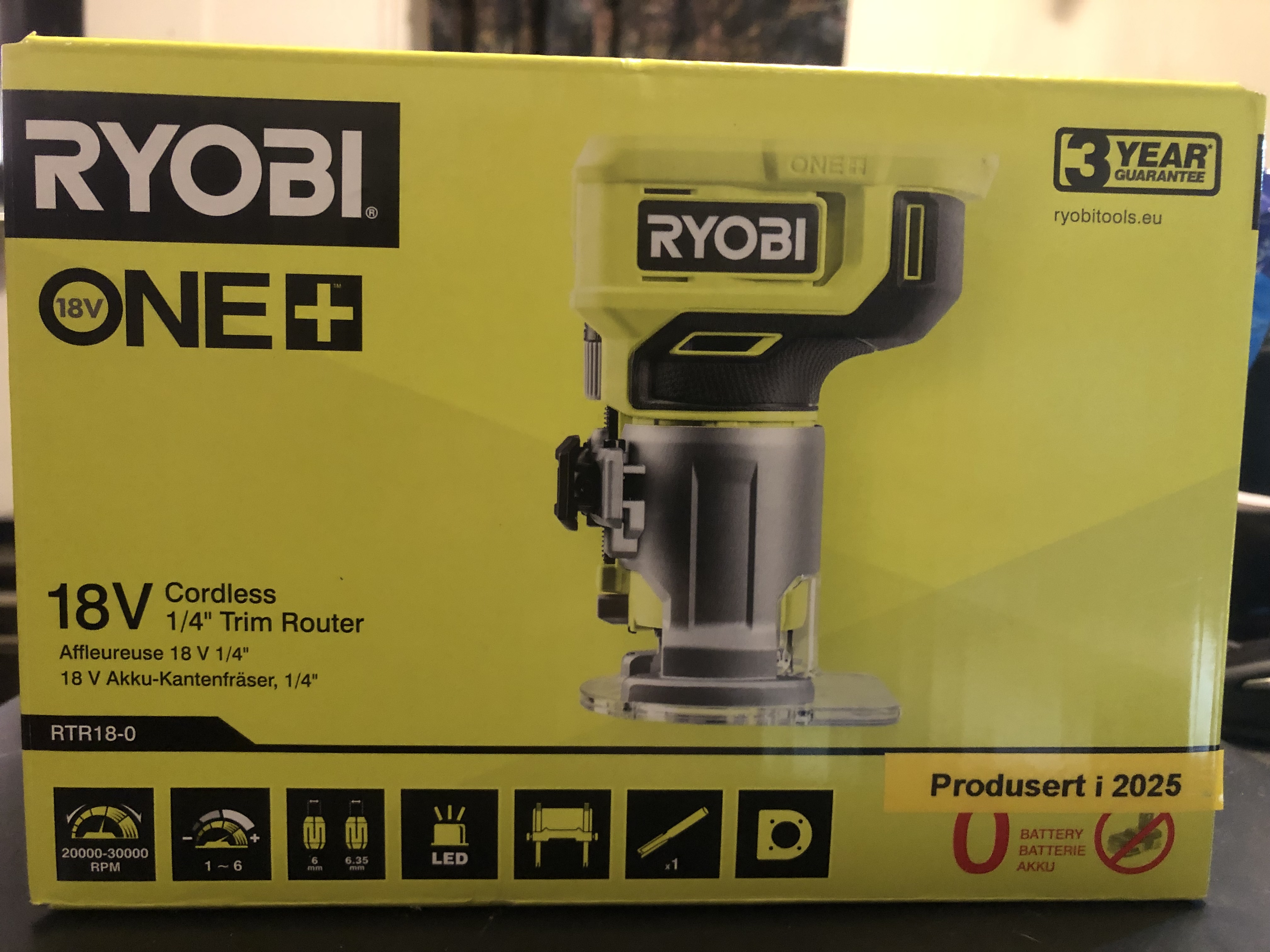 Ryobi 18V One+ serien Håndoverfres med børsteløs motor å det er årets modell nemlig 2025